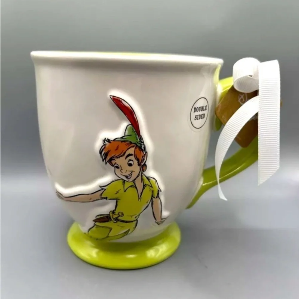 Rae Dunn Disney PETER PAN Double Sided Large Footed Mug brand new